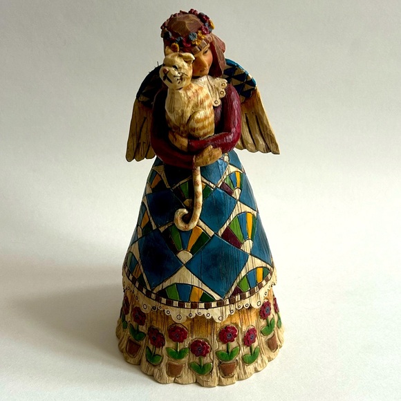 Jim Shore 2002 Angel With Kitten Cat Heartwood Creek Statue Figurine Decor - Picture 1 of 9